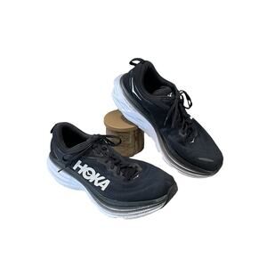 Hoka One One Bondi 8 Mens Running Shoes Size 12.5 EE (Wide) Black/ White Sneaker